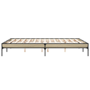 vidaXL Bed Frame Sonoma Oak 150x200 cm Engineered Wood and Metal