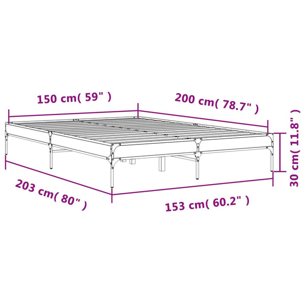 vidaXL Bed Frame Sonoma Oak 150x200 cm Engineered Wood and Metal