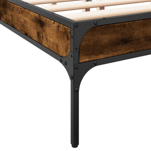 vidaXL Bed Frame Smoked Oak 150x200 cm Engineered Wood and Metal