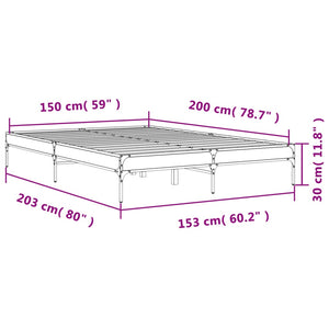 vidaXL Bed Frame Smoked Oak 150x200 cm Engineered Wood and Metal