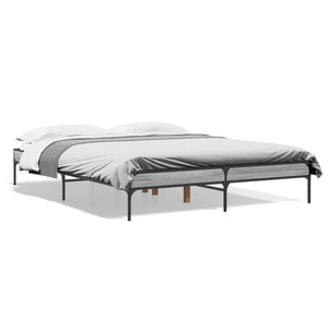 vidaXL Bed Frame Grey Sonoma 150x200 cm Engineered Wood and Metal