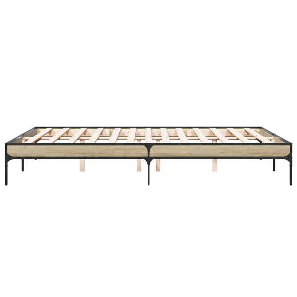 vidaXL Bed Frame Sonoma Oak 140x200 cm Engineered Wood and Metal