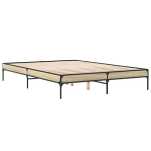vidaXL Bed Frame Sonoma Oak 140x200 cm Engineered Wood and Metal
