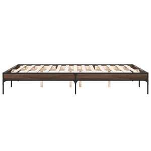 vidaXL Bed Frame Brown Oak Look 140x200 cm Engineered Wood Metal