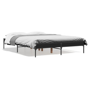 vidaXL Bed Frame Black 140x190 cm Engineered Wood and Metal