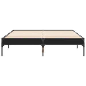 vidaXL Bed Frame Black 140x190 cm Engineered Wood and Metal