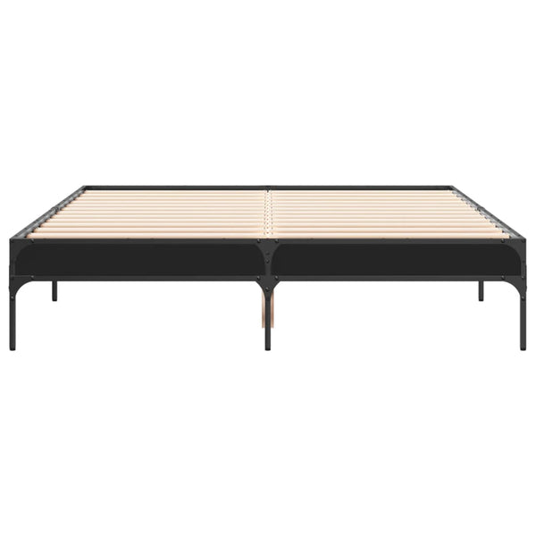 vidaXL Bed Frame Black 140x190 cm Engineered Wood and Metal