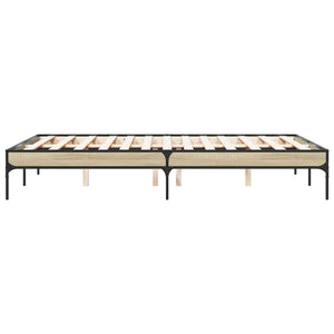 vidaXL Bed Frame Sonoma Oak 140x190 cm Engineered Wood and Metal