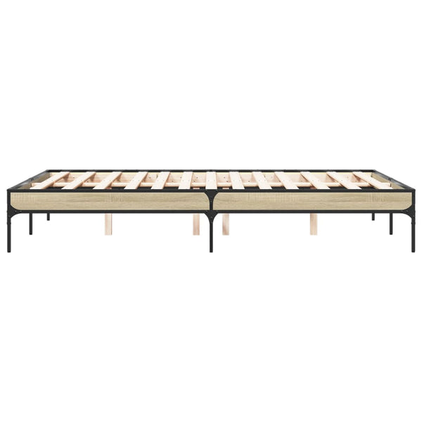 vidaXL Bed Frame Sonoma Oak 140x190 cm Engineered Wood and Metal