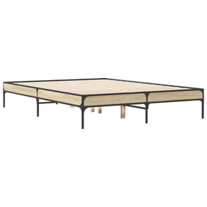vidaXL Bed Frame Sonoma Oak 140x190 cm Engineered Wood and Metal