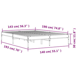 vidaXL Bed Frame Sonoma Oak 140x190 cm Engineered Wood and Metal