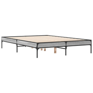 vidaXL Bed Frame Grey Sonoma 140x190 cm Engineered Wood and Metal