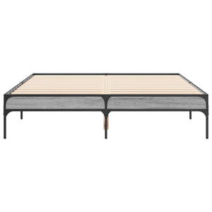 vidaXL Bed Frame Grey Sonoma 140x190 cm Engineered Wood and Metal