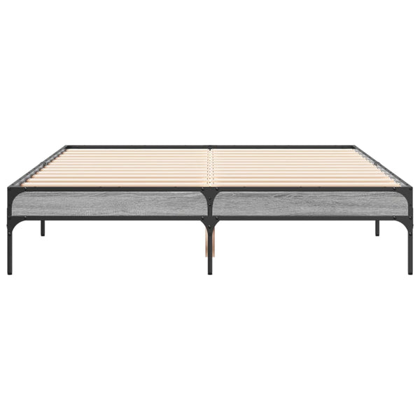 vidaXL Bed Frame Grey Sonoma 140x190 cm Engineered Wood and Metal