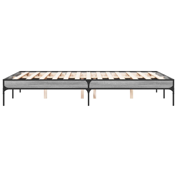 vidaXL Bed Frame Grey Sonoma 140x190 cm Engineered Wood and Metal