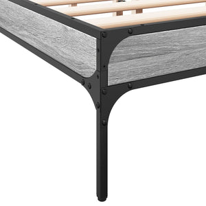 vidaXL Bed Frame Grey Sonoma 140x190 cm Engineered Wood and Metal