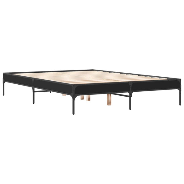 vidaXL Bed Frame Black 120x190 cm Engineered Wood and Metal