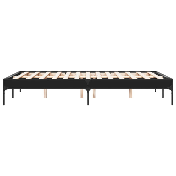 vidaXL Bed Frame Black 120x190 cm Engineered Wood and Metal