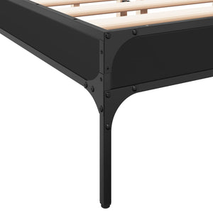 vidaXL Bed Frame Black 120x190 cm Engineered Wood and Metal