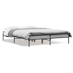 vidaXL Bed Frame Grey Sonoma 120x190 cm Engineered Wood and Metal