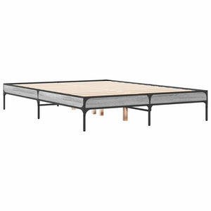 vidaXL Bed Frame Grey Sonoma 120x190 cm Engineered Wood and Metal