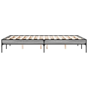 vidaXL Bed Frame Grey Sonoma 120x190 cm Engineered Wood and Metal