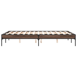 vidaXL Bed Frame Brown Oak Look 120x190 cm Engineered Wood Metal