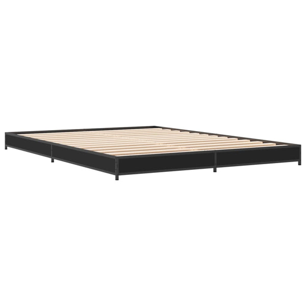 vidaXL Bed Frame Black 135x190 cm Engineered Wood and Metal