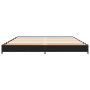 vidaXL Bed Frame Black 135x190 cm Engineered Wood and Metal
