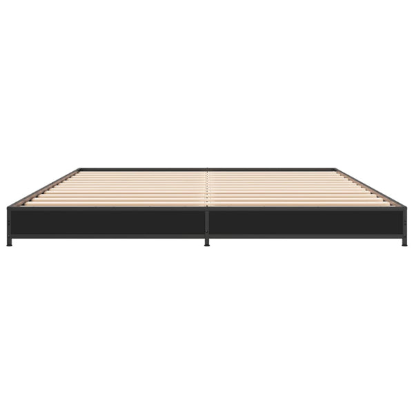 vidaXL Bed Frame Black 135x190 cm Engineered Wood and Metal