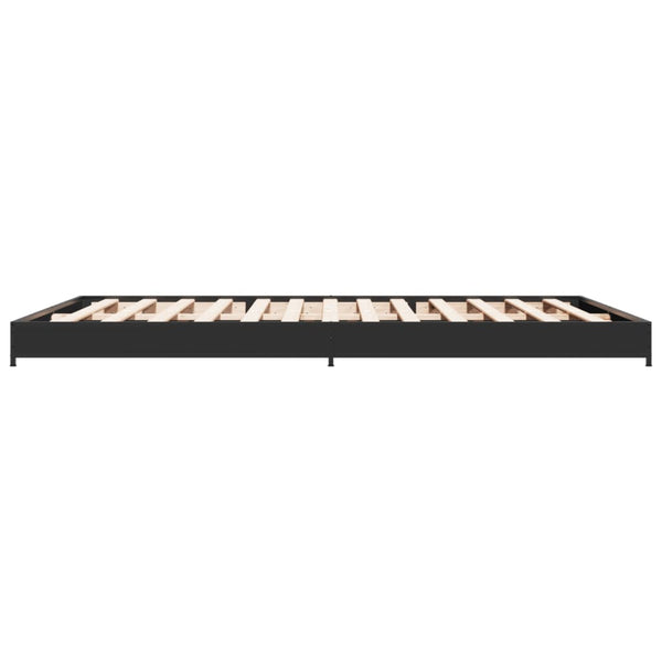 vidaXL Bed Frame Black 135x190 cm Engineered Wood and Metal