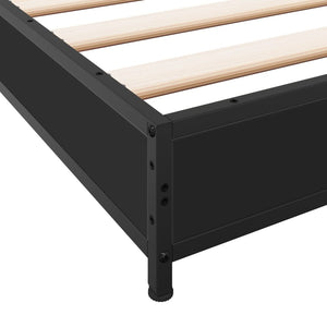 vidaXL Bed Frame Black 135x190 cm Engineered Wood and Metal
