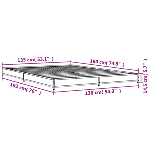 vidaXL Bed Frame Black 135x190 cm Engineered Wood and Metal