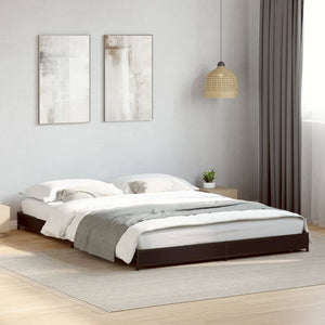 vidaXL Bed Frame Black 135x190 cm Engineered Wood and Metal