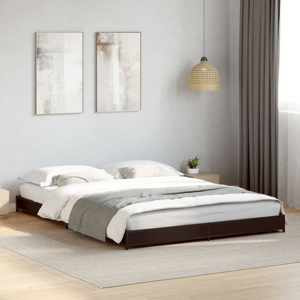 vidaXL Bed Frame Black 135x190 cm Engineered Wood and Metal