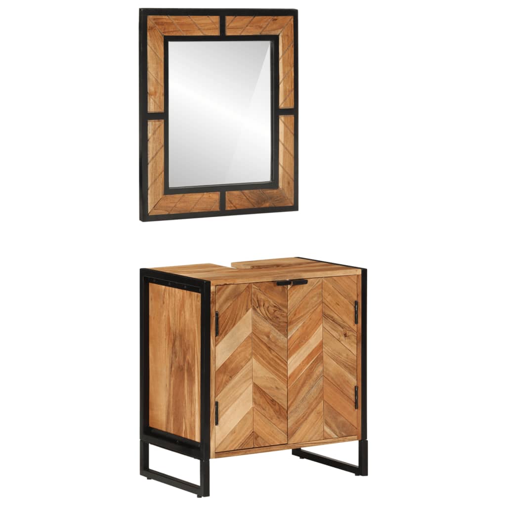 vidaXL 2-Piece Bathroom Furniture Set Iron and Solid Acacia Wood