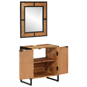 vidaXL 2-Piece Bathroom Furniture Set Iron and Solid Acacia Wood