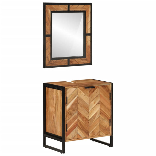 vidaXL 2-Piece Bathroom Furniture Set Iron and Solid Acacia Wood