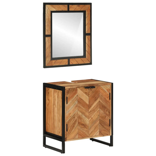 vidaXL 2-Piece Bathroom Furniture Set Iron and Solid Acacia Wood