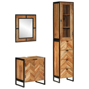 vidaXL 3-Piece Bathroom Furniture Set Iron and Solid Acacia Wood