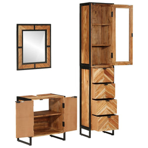 vidaXL 3-Piece Bathroom Furniture Set Iron and Solid Acacia Wood