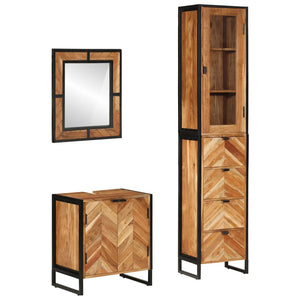 vidaXL 3-Piece Bathroom Furniture Set Iron and Solid Acacia Wood