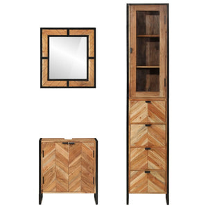 vidaXL 3-Piece Bathroom Furniture Set Iron and Solid Acacia Wood
