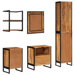 vidaXL 5-Piece Bathroom Furniture Set Iron and Solid Acacia Wood
