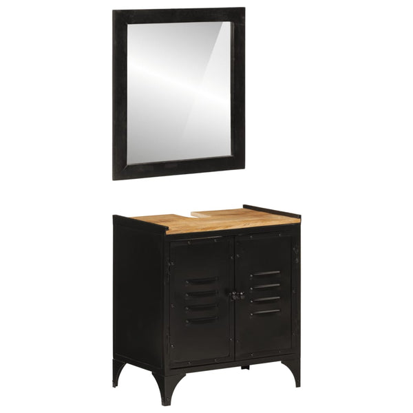 vidaXL 2-Piece Bathroom Furniture Set Iron and Solid Mango Wood