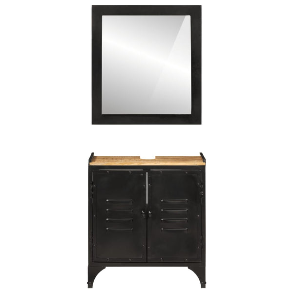 vidaXL 2-Piece Bathroom Furniture Set Iron and Solid Mango Wood