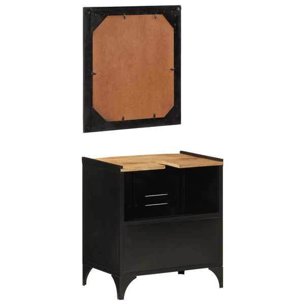 vidaXL 2-Piece Bathroom Furniture Set Iron and Solid Mango Wood