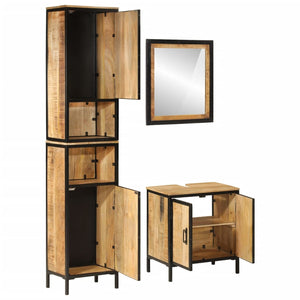 vidaXL 3-Piece Bathroom Furniture Set Iron and Solid Mango Wood