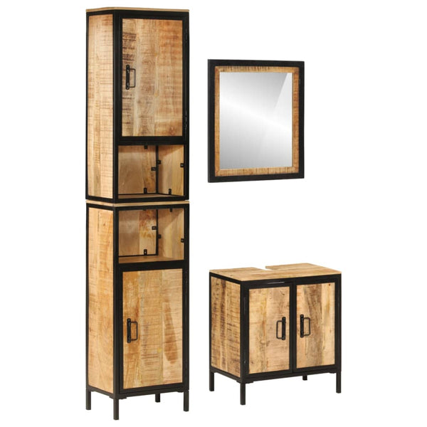vidaXL 3-Piece Bathroom Furniture Set Iron and Solid Mango Wood