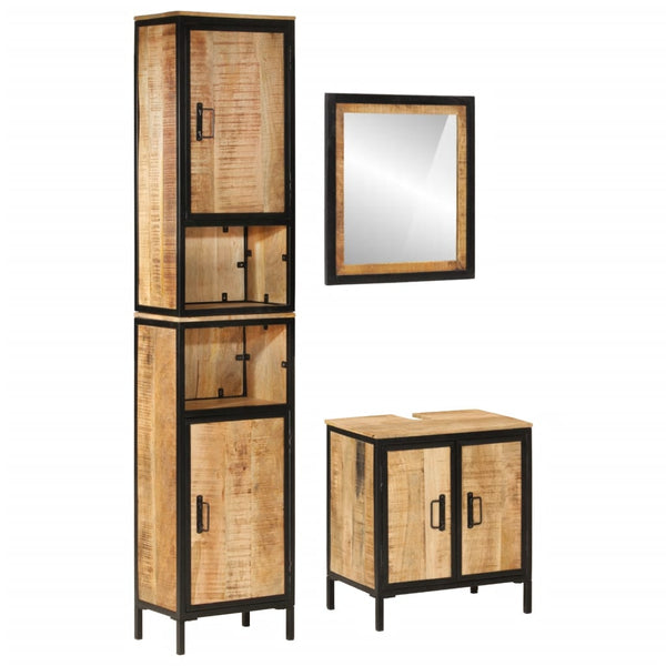 vidaXL 3-Piece Bathroom Furniture Set Iron and Solid Mango Wood